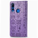Peňaženkové puzdro Cute Cat and Dog Embossed na Huawei P Smart Z - Light Purple