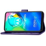 Peňaženkové kožené puzdro ROSES na Motorola Moto G8 Power - fialová