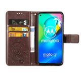 Peňaženkové kožené puzdro ROSES na Motorola Moto G8 Power - hnedá