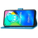 Peňaženkové kožené puzdro ROSES na Motorola Moto G8 Power - modrá