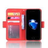 Peňaženkové kožené puzdro na iPhone SE (2020) - Červený