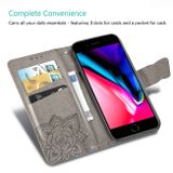 Peňaženkové kožené puzdro na iPhone SE (2020) - Šedý