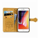 Peňaženkové kožené puzdro na iPhone SE (2020) - Žltý