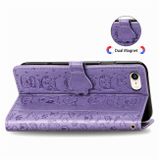 Peňaženkové kožené puzdro na iPhone SE (2020) - Fialový
