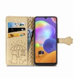 Peňaženkové kožené puzdro na Samsung Galaxy A31 - Zlatý