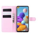Peňaženkové kožené puzdro na Samsung Galaxy A21s - Ružový