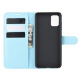 Peňaženkové kožené puzdro LITCHI na Samsung Galaxy A71 5G - Modrá