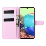 Peňaženkové kožené puzdro LITCHI na Samsung Galaxy A71 5G - Ružová