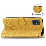 Peňaženkové kožené puzdro LOVELY CAT na Samsung Galaxy A71 5G - Žltá