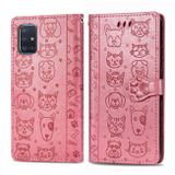 Peňaženkové kožené puzdro ANIMALS na Samsung Galaxy A51 5G - Ružová