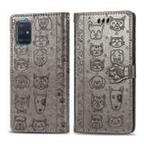 Peňaženkové kožené puzdro ANIMALS na Samsung Galaxy A51 5G - Sivá
