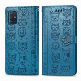 Peňaženkové kožené puzdro ANIMALS na Samsung Galaxy A51 5G - Modrá