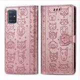 Peňaženkové kožené puzdro ANIMALS na Samsung Galaxy A51 5G - Ružovozlatá