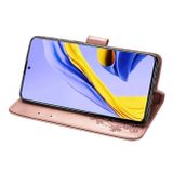 Peňaženkové kožené puzdro CLASP na Samsung Galaxy A71 5G - Zlatoružová