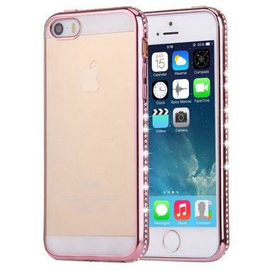 Gumený Diamond Encrusted na iPhone 5s/ SE- Rose Gold
