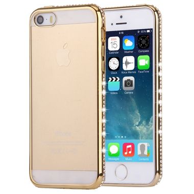 Gumený Diamond Encrusted na iPhone 5s/ SE- zlatá