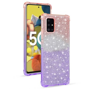 Gumený Glitter kryt na Samsung Galaxy A51 5G - Ružovofialová