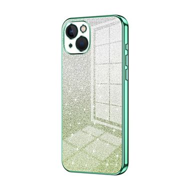 Gumený Glitter kryt Gradient na iPhone 13 - Zelená