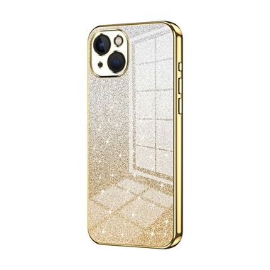 Gumený Glitter kryt Gradient na iPhone 13 - Zlatá