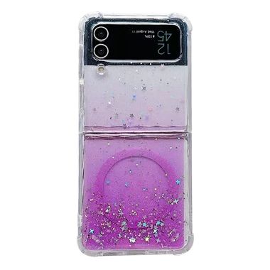 Gumený Glitter kryt Magsafe na Samsung Galaxy Z Flip4 - Fialová