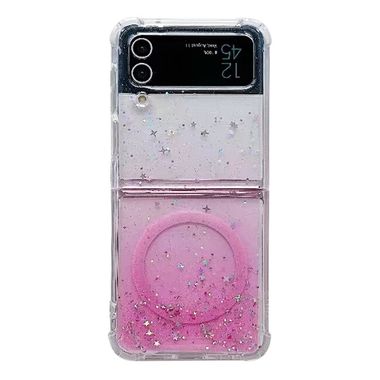 Gumený Glitter kryt Magsafe na Samsung Galaxy Z Flip4 - Ružová