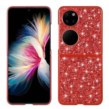 Gumený Glitter kryt na Huawei P50 Pocket – Červená