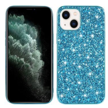 Gumený Glitter kryt na iPhone 15 - Modrá