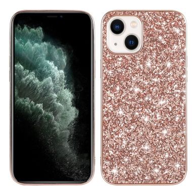 Gumený Glitter kryt na iPhone 15 - Ružové zlato