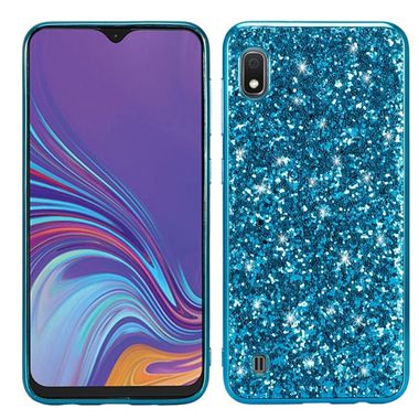 Gumený Glitter kryt na Samsung Galaxy A10 - Modrý