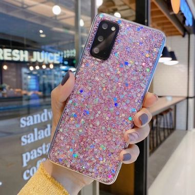 Gumený Glitter kryt na Samsung Galaxy A21s - Rúžový