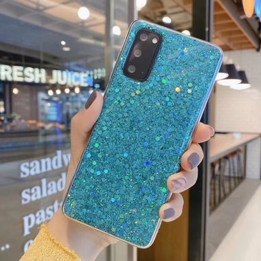 Gumený Glitter kryt na Samsung Galaxy A21s - Zelená
