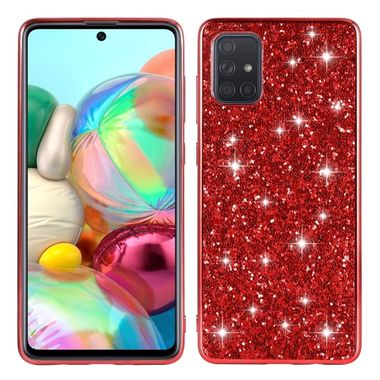 Gumený Glitter kryt na Samsung Galaxy A51 - Červený