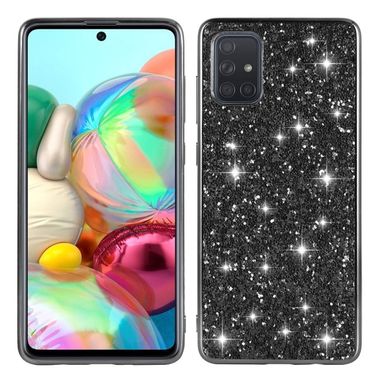 Gumený Glitter kryt na Samsung Galaxy A51 - Čierny