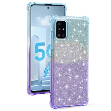 Gumený Glitter kryt na Samsung Galaxy A71 5G - Modrofialová