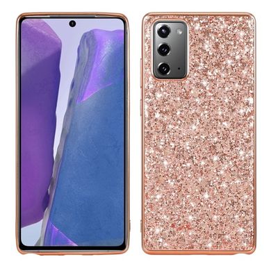 Gumený Glitter kryt na Samsung Galaxy Note 20 - Ružovozlatá