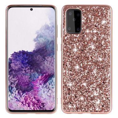 Gumený Glitter kryt na Samsung Galaxy S20 FE - Ružovozlatá
