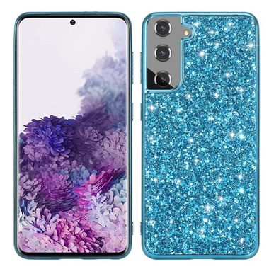 Gumený Glitter kryt na Samsung Galaxy S21 FE - Modrá
