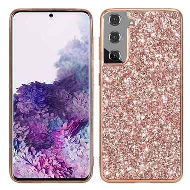 Gumený Glitter kryt na Samsung Galaxy S21 FE - Ružovozlatá