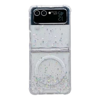 Gumený Glitter kryt na Samsung Galaxy Z Flip 5 - Biela