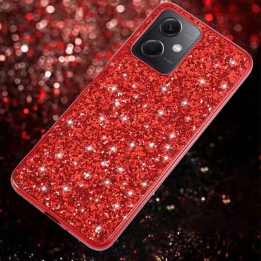 Gumený Glitter kryt Powder na Xiaomi Redmi Note 12 4G - Červená