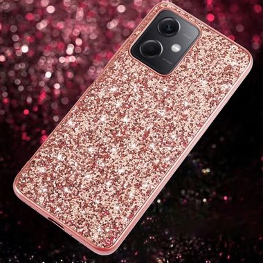 Gumený Glitter kryt Powder na Xiaomi Redmi Note 12 4G - Ružovo zlatá