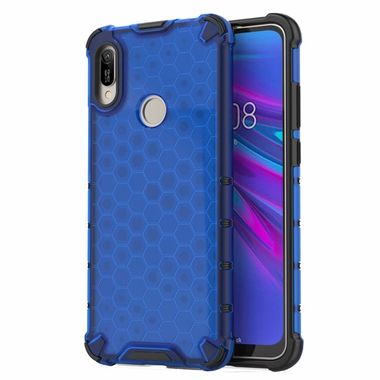 Gumený Honeycomb shockproof kryt na Huawei Y6 (2019) - modrá