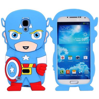 Gumený kryt 3D Captain America na Samsung Galaxy S4 - modrá