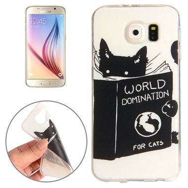 Gumený kryt Black and Cat and Bird na Samsung Galaxy S6