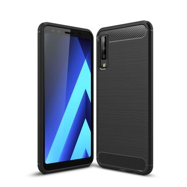 Gumený kryt Brushed Carbon na Samsung Galaxy A7 (2018) - čierna