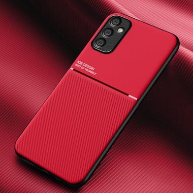 Gumený kryt Classic Strip Grain na Samsung Galaxy A05s - Červená