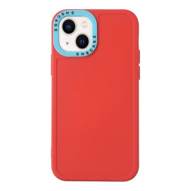 Gumený kryt Contrast Lens na iPhone 14 Plus – Červená a nebeská modrá