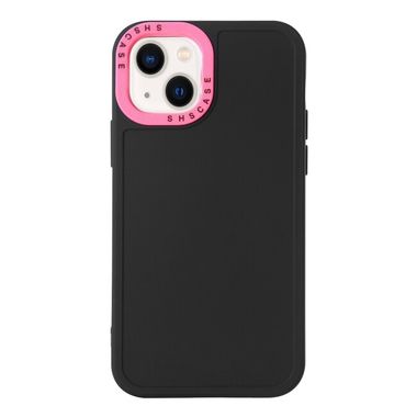 Gumený kryt Contrast Lens na iPhone 14 Plus – Čierna a ružovočervená