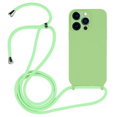 Gumený kryt Crossbody Lanyard na iPhone 12 Pro - Matcha Green