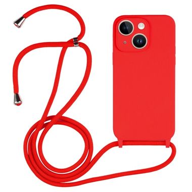 Gumený kryt Crossbody na iPhone 15 Plus - Červená